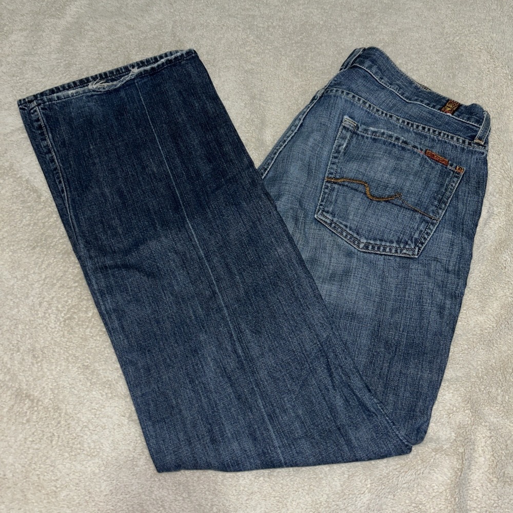 7 For All Mankind Bootcut Dark Wash Mens Jeans 34x32 Denim Made In USA